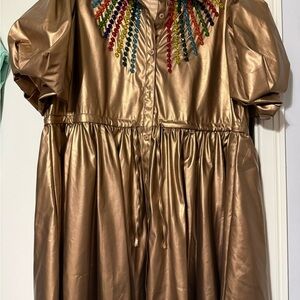 QUEEN OF SPARKLES Gold Long Sleeve Dress